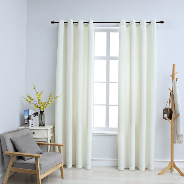 Velvet Blackout Curtains with Rings - Cream, 2 Pack, 140x245 cm | Elegant Room Darkening Solution - Premium  from Home Treasures - Just £45.99! Shop now at Home Treasures