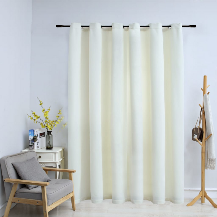 Luxurious Blackout Velvet Curtain with Metal Rings in Cream, 290x245 cm – Light Blocking & Easy to Install - Premium  from Home Treasures - Just £41.99! Shop now at Home Treasures