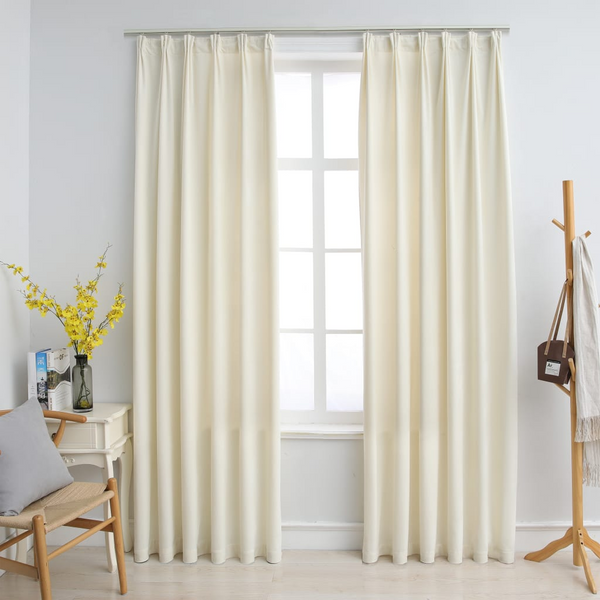 Luxurious Velvet Blackout Curtains with Hooks - Cream, 140x175 cm, Set of 2 - Elegant & Functional Window Drapes - Premium  from Home Treasures - Just £36.99! Shop now at Home Treasures