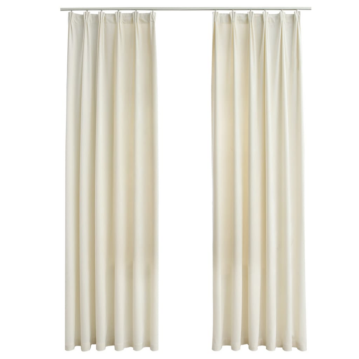 Luxurious Velvet Blackout Curtains with Hooks - Cream, 140x175 cm, Set of 2 - Elegant & Functional Window Drapes - Premium  from Home Treasures - Just £36.99! Shop now at Home Treasures