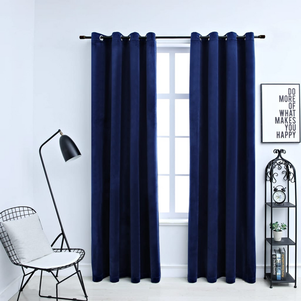 Luxurious Velvet Blackout Curtains with Rings in Dark Blue, Set of 2, 140x175 cm - Perfect for Bedrooms and Living Rooms - Premium  from Home Treasures - Just £42.99! Shop now at Home Treasures