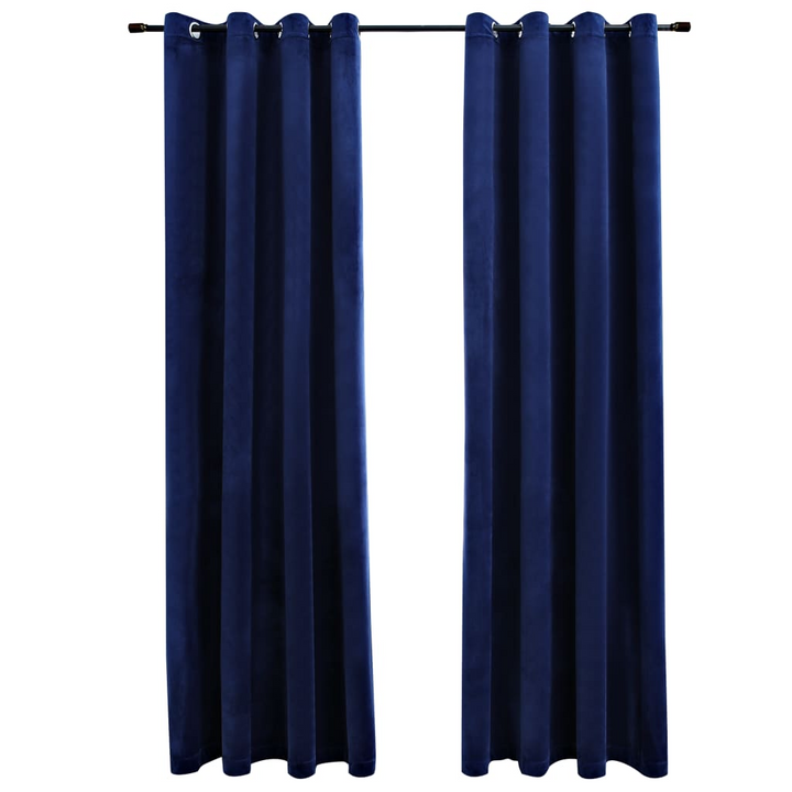 Luxurious Velvet Blackout Curtains with Rings in Dark Blue, Set of 2, 140x175 cm - Perfect for Bedrooms and Living Rooms - Premium  from Home Treasures - Just £42.99! Shop now at Home Treasures