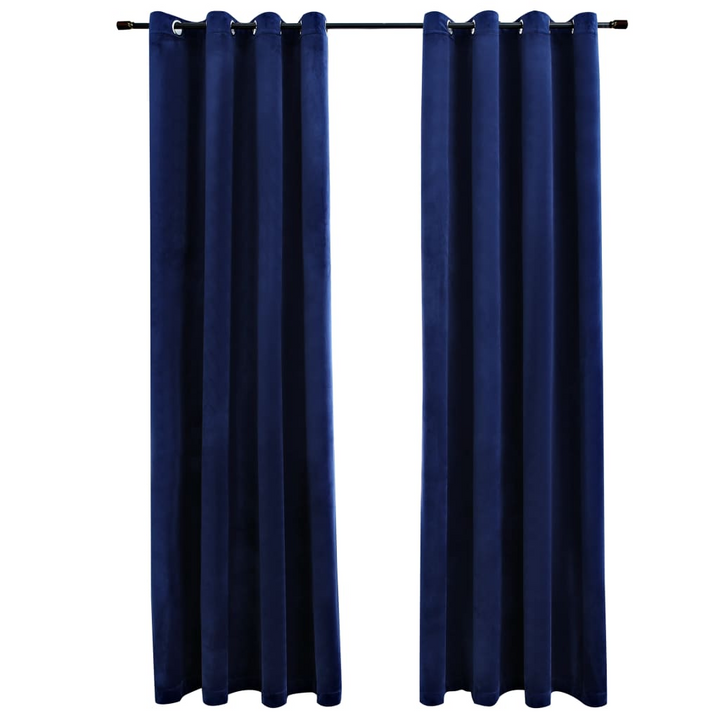 Blackout Velvet Curtains with Rings in Dark Blue - Set of 2, 140x225 cm - Elegant and Light-Blocking - Premium  from Home Treasures - Just £44.99! Shop now at Home Treasures