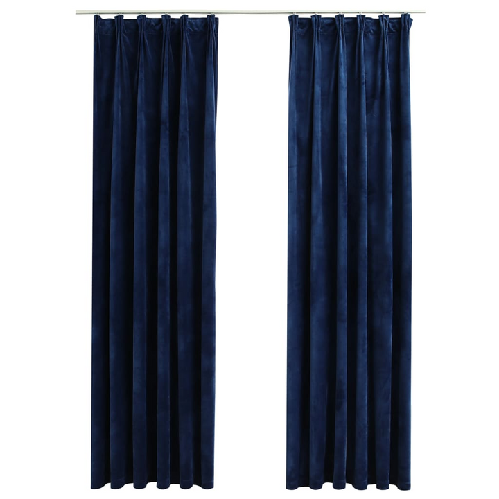 Velvet Blackout Curtains with Hooks in Dark Blue - Set of 2, 140x245 cm | Elegant & Light-Blocking Drapes for Living Room, Bedroom, Office - Premium  from Home Treasures - Just £65.99! Shop now at Home Treasures