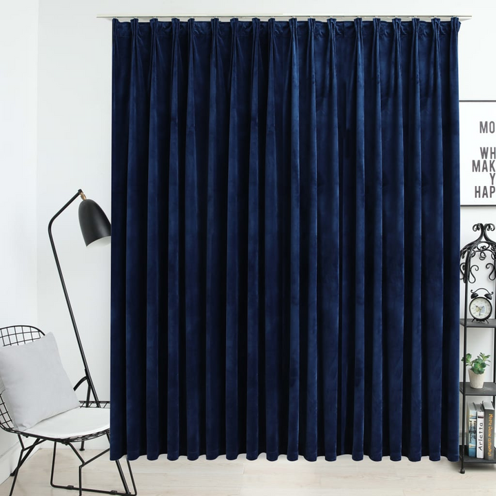 Luxurious Dark Blue Velvet Blackout Curtain with Hooks - 290x245 cm | Elegant Room Darkening Solution - Premium  from Home Treasures - Just £51.99! Shop now at Home Treasures