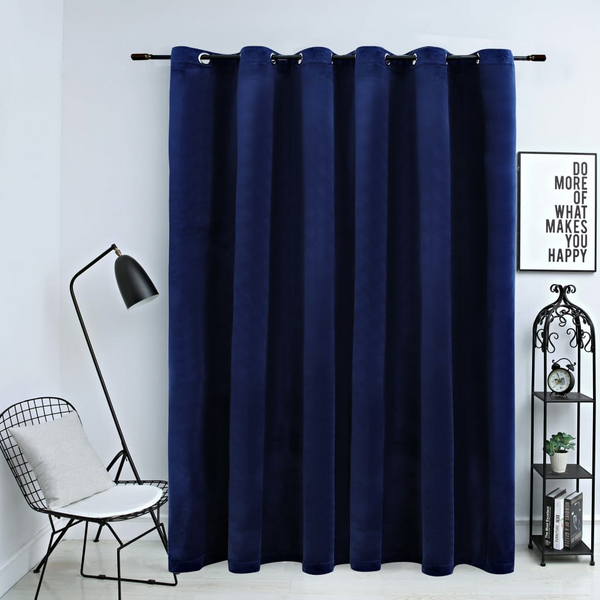 Luxurious Dark Blue Velvet Blackout Curtain with Metal Rings - 290x245 cm - Premium  from Home Treasures - Just £44.99! Shop now at Home Treasures