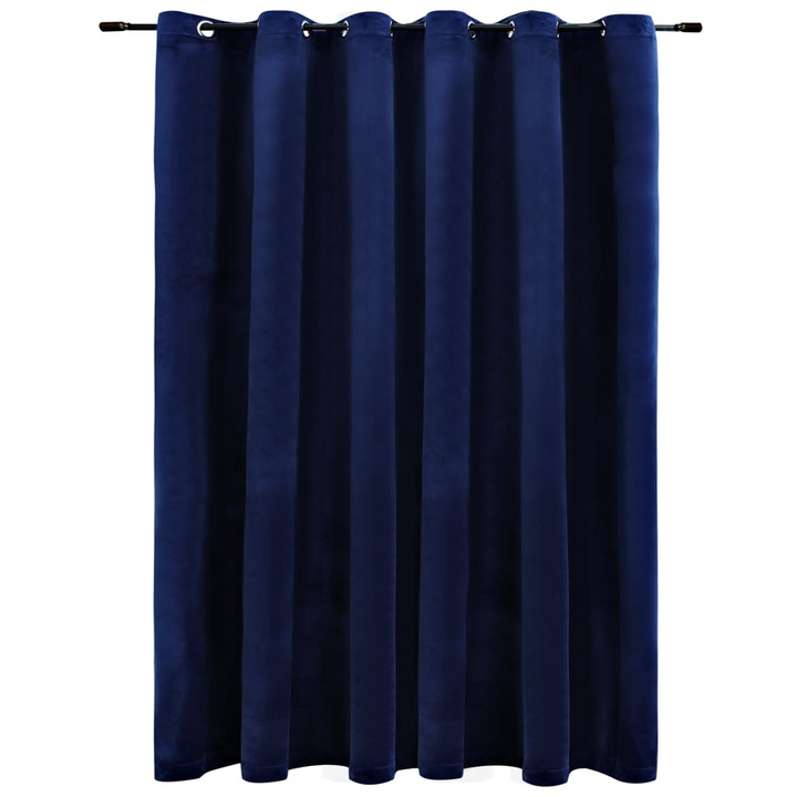 Luxurious Dark Blue Velvet Blackout Curtain with Metal Rings - 290x245 cm - Premium  from Home Treasures - Just £44.99! Shop now at Home Treasures