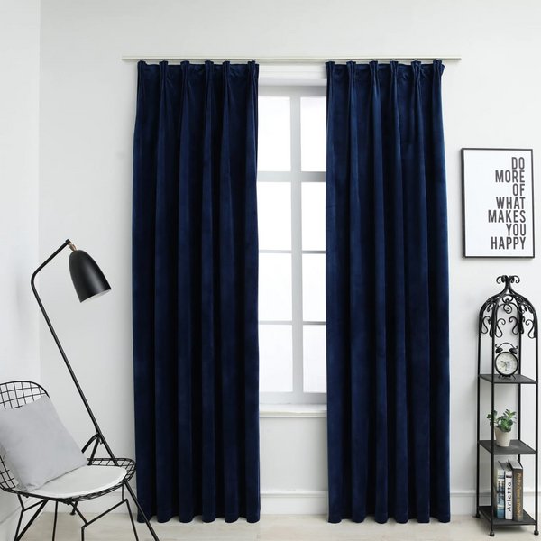 Elegant Blackout Velvet Curtains 2 pcs with Hooks, Dark Blue, 140x175 cm - Luxurious and Functional Window Treatment - Premium  from Home Treasures - Just £44.99! Shop now at Home Treasures