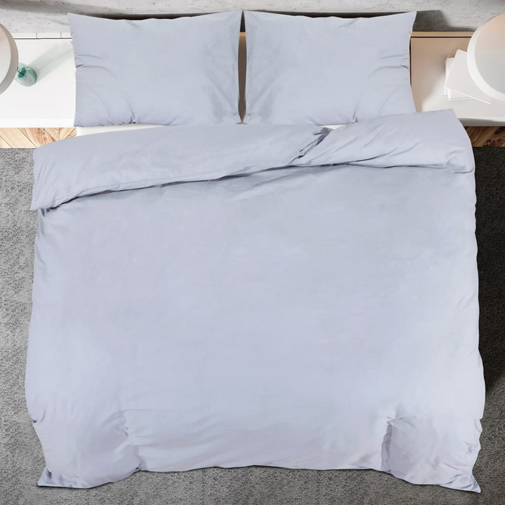 Duvet Cover Set in Grey 200x200 cm - Lightweight & Soft Microfiber Bedding - Includes 2 Pillowcases - Premium  from Home Treasures - Just £23.99! Shop now at Home Treasures