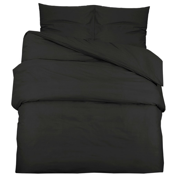 Duvet Cover Set in Black 240x220 cm - Light-weight Microfiber, Soft and Durable Bedding Set with Hidden Button Closure | Includes Two Pillowcases - Premium  from Home Treasures - Just £31.99! Shop now at Home Treasures