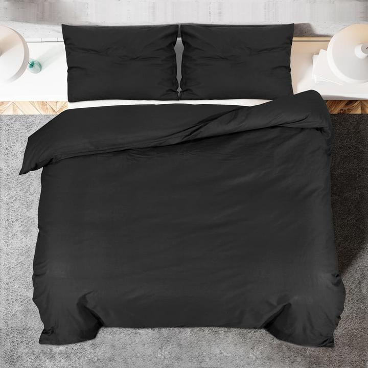 Duvet Cover Set in Black 240x220 cm - Light-weight Microfiber, Soft and Durable Bedding Set with Hidden Button Closure | Includes Two Pillowcases - Premium  from Home Treasures - Just £31.99! Shop now at Home Treasures