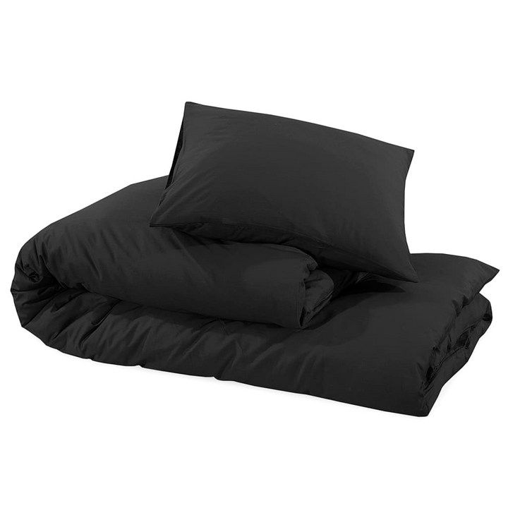 Duvet Cover Set in Black 240x220 cm - Light-weight Microfiber, Soft and Durable Bedding Set with Hidden Button Closure | Includes Two Pillowcases - Premium  from Home Treasures - Just £31.99! Shop now at Home Treasures