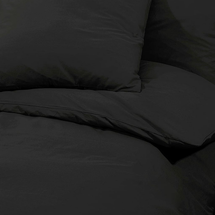 Duvet Cover Set in Black 240x220 cm - Light-weight Microfiber, Soft and Durable Bedding Set with Hidden Button Closure | Includes Two Pillowcases - Premium  from Home Treasures - Just £31.99! Shop now at Home Treasures