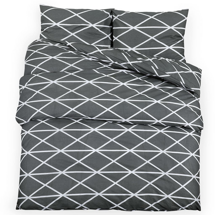 Patterned Cotton Duvet Cover Set in Grey 200x200 cm - Soft & Elegant Bedding Set with Pillowcases - Premium  from Home Treasures - Just £31.99! Shop now at Home Treasures