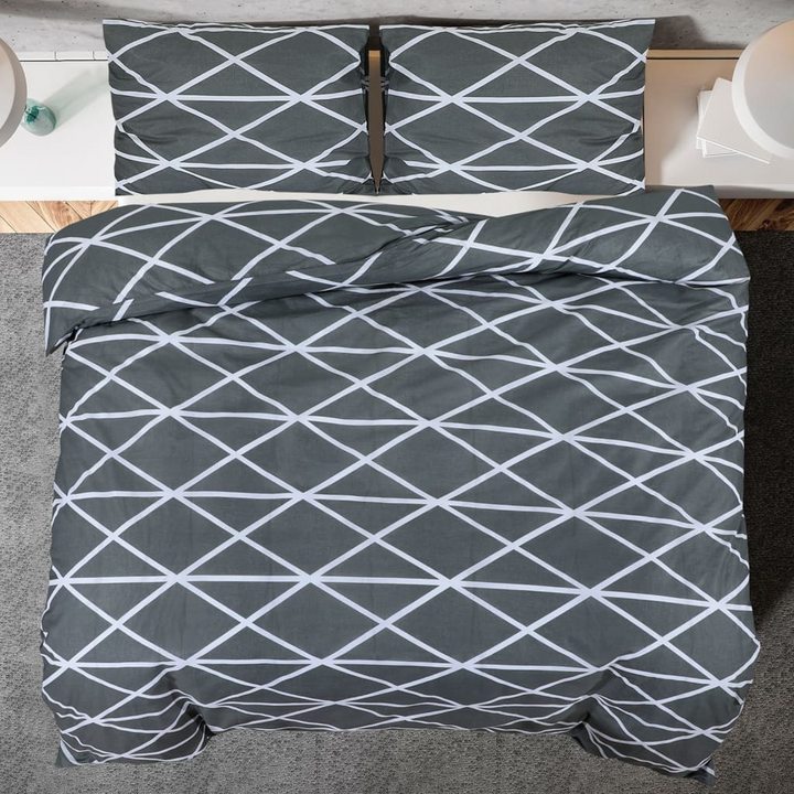 Patterned Cotton Duvet Cover Set in Grey 200x200 cm - Soft & Elegant Bedding Set with Pillowcases - Premium  from Home Treasures - Just £31.99! Shop now at Home Treasures