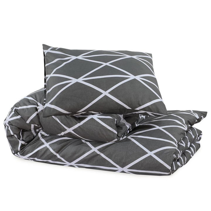 Patterned Cotton Duvet Cover Set in Grey 200x200 cm - Soft & Elegant Bedding Set with Pillowcases - Premium  from Home Treasures - Just £31.99! Shop now at Home Treasures