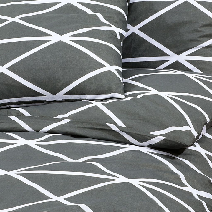 Patterned Cotton Duvet Cover Set in Grey 200x200 cm - Soft & Elegant Bedding Set with Pillowcases - Premium  from Home Treasures - Just £31.99! Shop now at Home Treasures