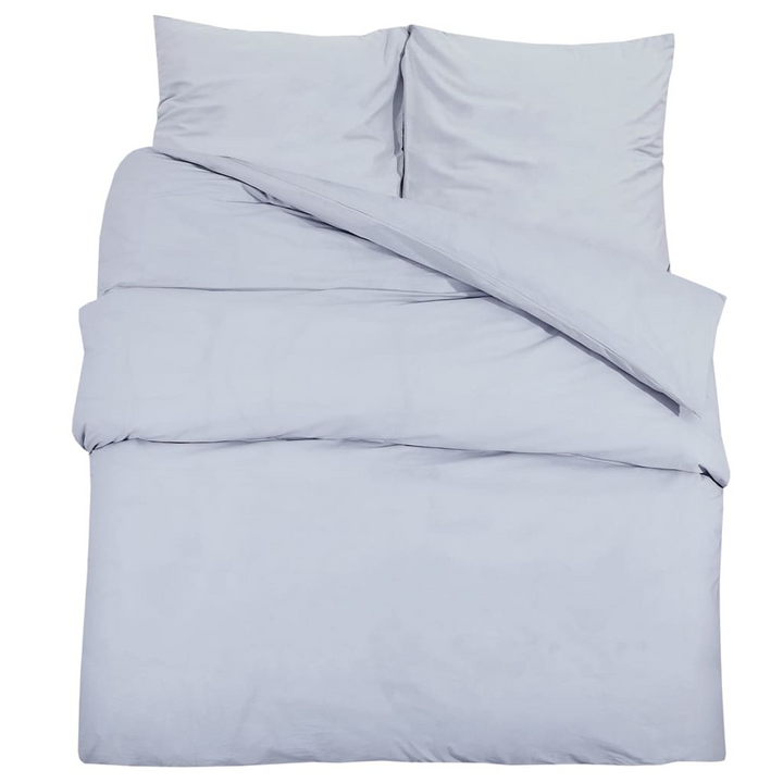 Grey Cotton Duvet Cover Set - 200x200 cm with Pillowcases - Soft, Durable, Easy to Clean - Premium  from Home Treasures - Just £34.99! Shop now at Home Treasures