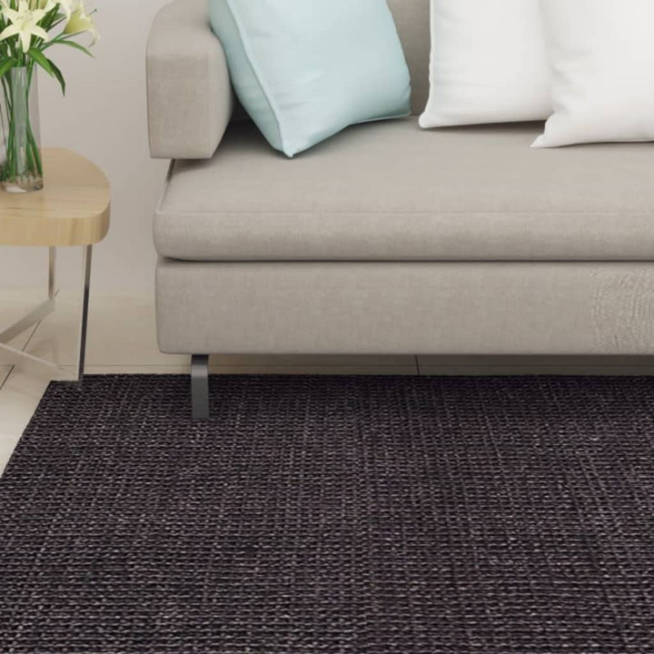 Natural Sisal Rug 80x300 cm Black - Premium Material, Anti-Slip Backing, Easy Maintenance - Premium  from Home Treasures - Just £124.99! Shop now at Home Treasures