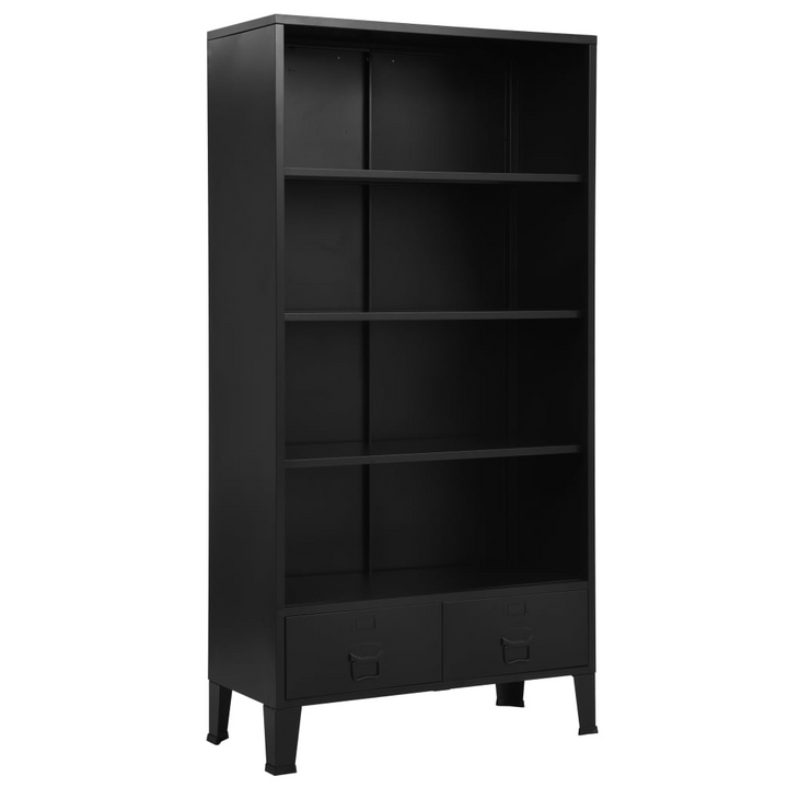 Steel Industrial Style Bookshelf (Black) - Sturdy & Stylish Storage Solution - 90 x 40 x 180cm - Premium  from Home Treasures - Just £303.99! Shop now at Home Treasures