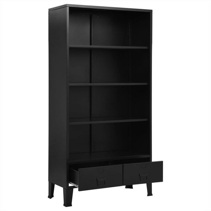 Steel Industrial Style Bookshelf (Black) - Sturdy & Stylish Storage Solution - 90 x 40 x 180cm - Premium  from Home Treasures - Just £303.99! Shop now at Home Treasures