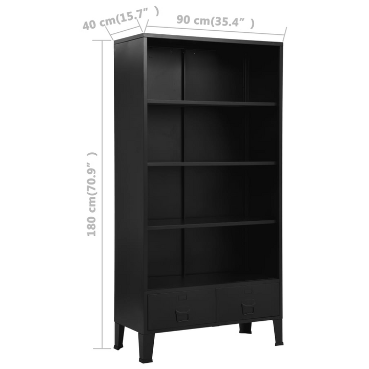 Steel Industrial Style Bookshelf (Black) - Sturdy & Stylish Storage Solution - 90 x 40 x 180cm - Premium  from Home Treasures - Just £303.99! Shop now at Home Treasures