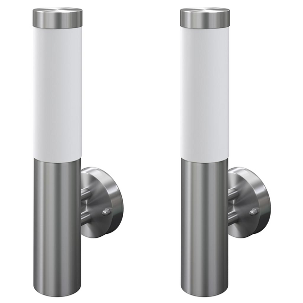 Torch Style Outdoor Frosted Lights - Set of 2 | Stainless Steel Wall Lamps with E27 Fitting & IP44 Waterproof Rating - Premium  from Home Treasures - Just £54.99! Shop now at Home Treasures