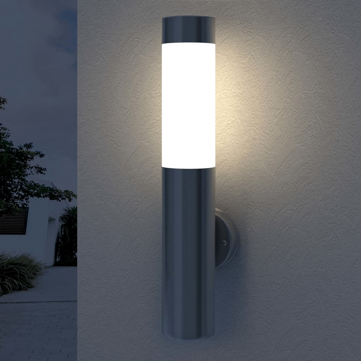 Torch Style Outdoor Frosted Lights - Set of 2 | Stainless Steel Wall Lamps with E27 Fitting & IP44 Waterproof Rating - Premium  from Home Treasures - Just £54.99! Shop now at Home Treasures