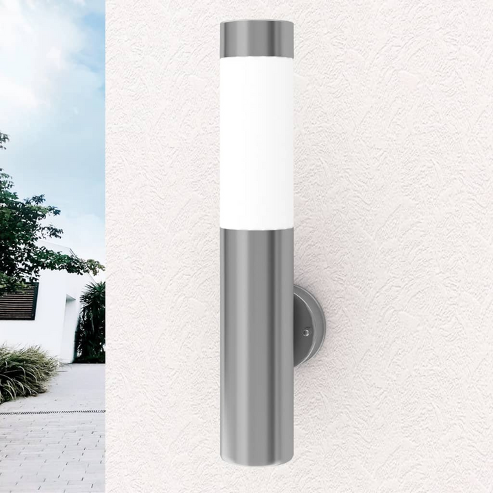 Torch Style Outdoor Frosted Lights - Set of 2 | Stainless Steel Wall Lamps with E27 Fitting & IP44 Waterproof Rating - Premium  from Home Treasures - Just £54.99! Shop now at Home Treasures