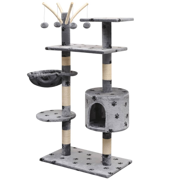 Cat Tree with Sisal Scratching Posts 125 cm Paw Prints Grey - Premium  from Home Treasures - Just £68.99! Shop now at Home Treasures