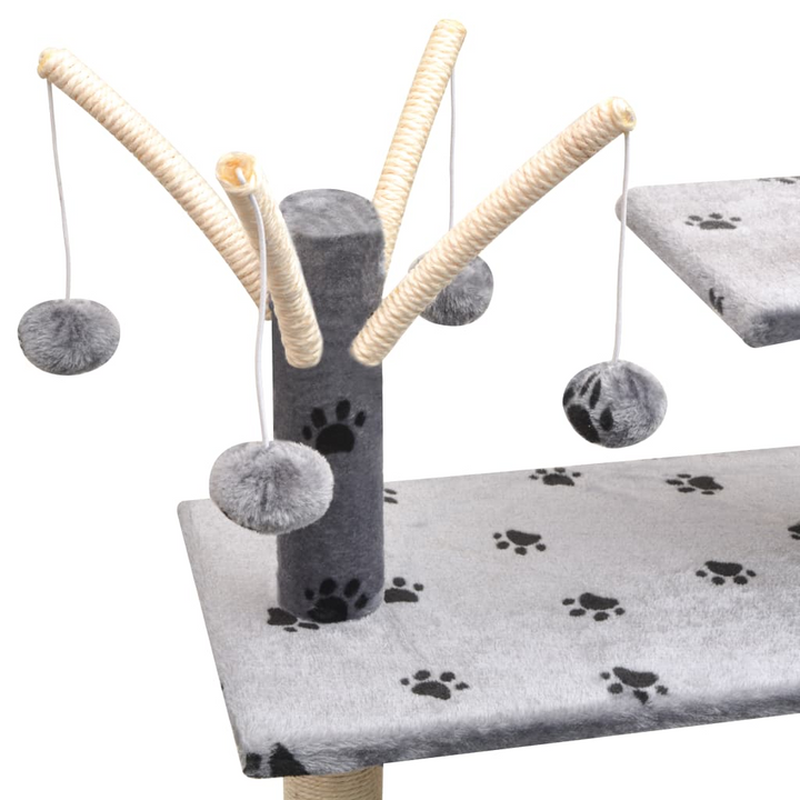 Cat Tree with Sisal Scratching Posts 125 cm Paw Prints Grey - Premium  from Home Treasures - Just £68.99! Shop now at Home Treasures