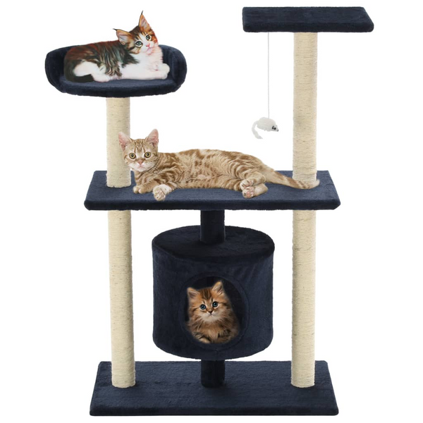 Cat Tree with Sisal Scratching Posts - 95 cm Tall, Dark Blue - Multi-Storey Play Centre for Cats - Premium  from Home Treasures - Just £63.99! Shop now at Home Treasures