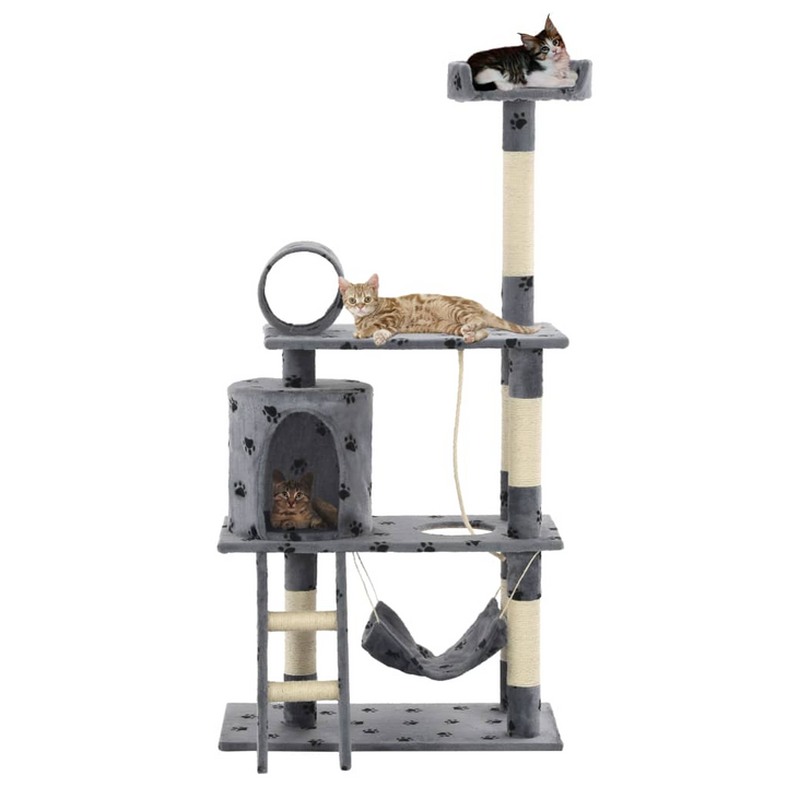 Cat Tree with Sisal Scratching Posts 140 cm Grey Paw Prints - Premium  from Home Treasures - Just £104.99! Shop now at Home Treasures