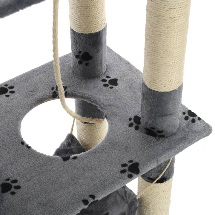 Cat Tree with Sisal Scratching Posts 140 cm Grey Paw Prints - Premium  from Home Treasures - Just £104.99! Shop now at Home Treasures