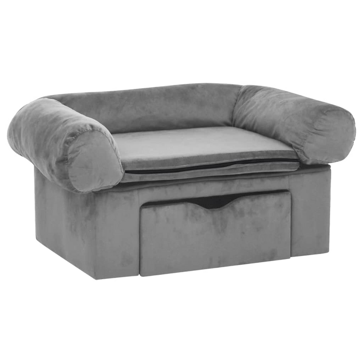 Plush Dog Sofa with Storage Drawer in Grey, 75x50x38 cm, Ideal for Small Pets - Premium  from Home Treasures - Just £108.99! Shop now at Home Treasures