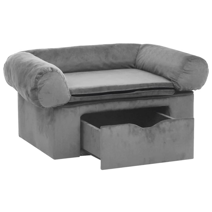 Plush Dog Sofa with Storage Drawer in Grey, 75x50x38 cm, Ideal for Small Pets - Premium  from Home Treasures - Just £108.99! Shop now at Home Treasures