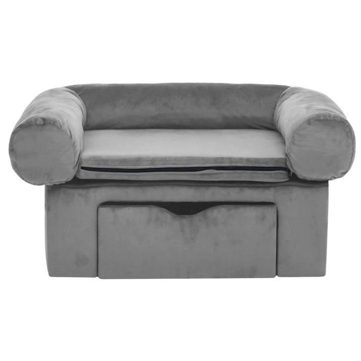 Plush Dog Sofa with Storage Drawer in Grey, 75x50x38 cm, Ideal for Small Pets - Premium  from Home Treasures - Just £108.99! Shop now at Home Treasures