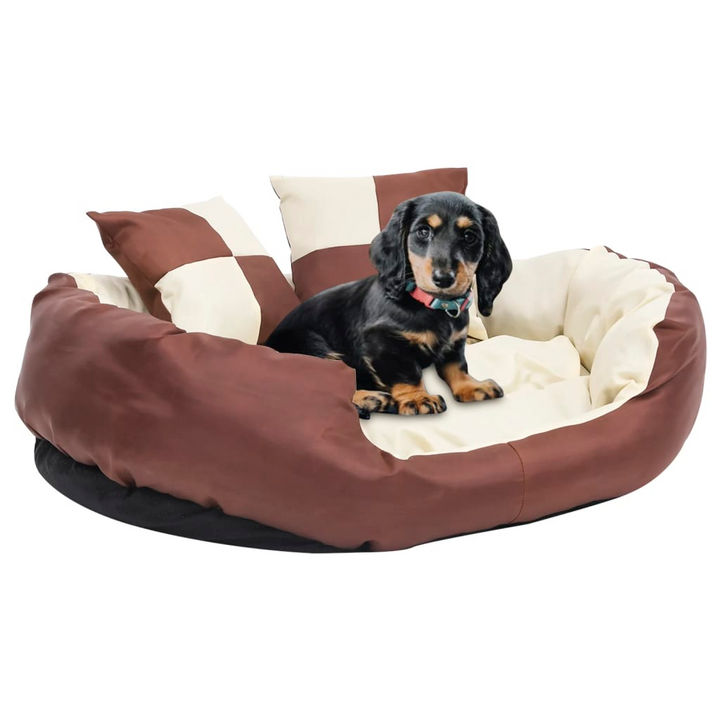 Reversible & Washable Dog Cushion - Cozy Brown and Cream 85x70x20 cm Pet Bed with Non-Slip Base - Premium  from Home Treasures - Just £47.99! Shop now at Home Treasures