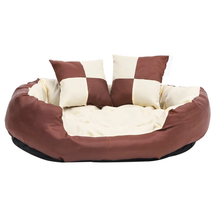 Reversible & Washable Dog Cushion - Cozy Brown and Cream 85x70x20 cm Pet Bed with Non-Slip Base - Premium  from Home Treasures - Just £47.99! Shop now at Home Treasures