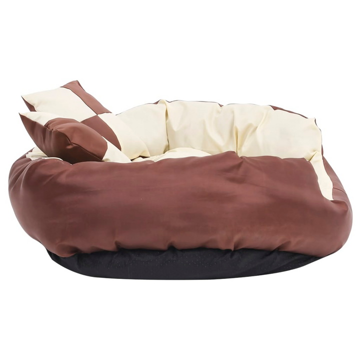 Reversible & Washable Dog Cushion - Cozy Brown and Cream 85x70x20 cm Pet Bed with Non-Slip Base - Premium  from Home Treasures - Just £47.99! Shop now at Home Treasures