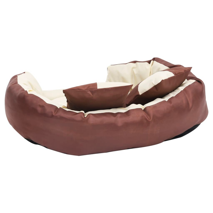 Reversible & Washable Dog Cushion - Cozy Brown and Cream 85x70x20 cm Pet Bed with Non-Slip Base - Premium  from Home Treasures - Just £47.99! Shop now at Home Treasures