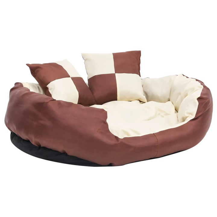 Reversible & Washable Dog Cushion - Cozy Brown and Cream 85x70x20 cm Pet Bed with Non-Slip Base - Premium  from Home Treasures - Just £47.99! Shop now at Home Treasures