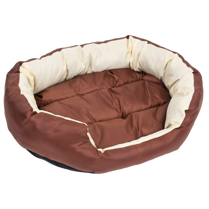 Reversible & Washable Dog Cushion - Cozy Brown and Cream 85x70x20 cm Pet Bed with Non-Slip Base - Premium  from Home Treasures - Just £47.99! Shop now at Home Treasures