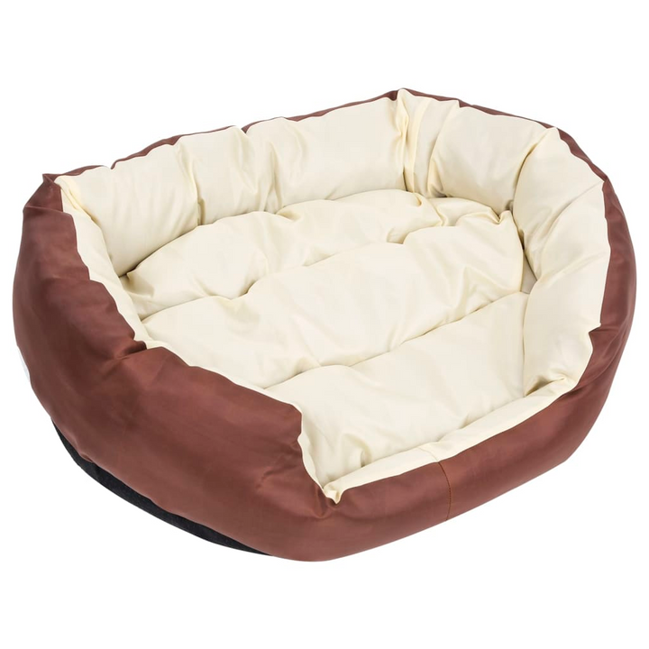 Reversible & Washable Dog Cushion - Cozy Brown and Cream 85x70x20 cm Pet Bed with Non-Slip Base - Premium  from Home Treasures - Just £47.99! Shop now at Home Treasures