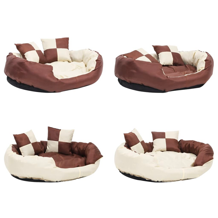 Reversible & Washable Dog Cushion - Cozy Brown and Cream 85x70x20 cm Pet Bed with Non-Slip Base - Premium  from Home Treasures - Just £47.99! Shop now at Home Treasures