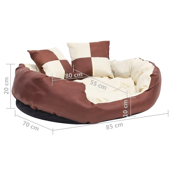 Reversible & Washable Dog Cushion - Cozy Brown and Cream 85x70x20 cm Pet Bed with Non-Slip Base - Premium  from Home Treasures - Just £47.99! Shop now at Home Treasures