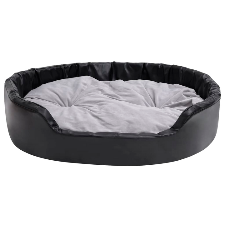 Black & Grey Dog Bed - 99x89x21 cm, Plush & Faux Leather, Luxurious & Comfortable Pet Sofa - Premium  from Home Treasures - Just £72.99! Shop now at Home Treasures