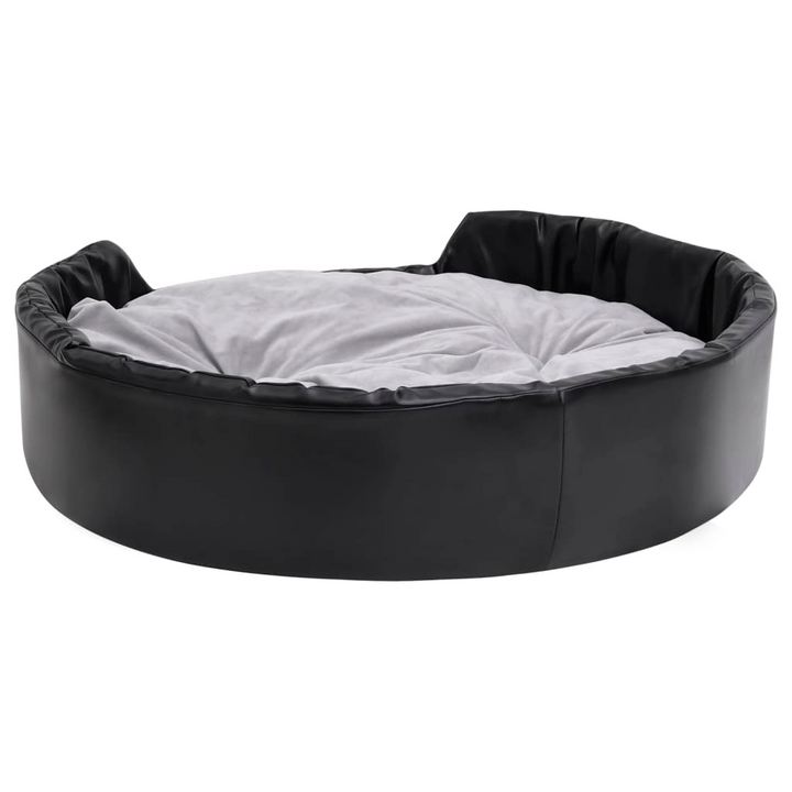 Black & Grey Dog Bed - 99x89x21 cm, Plush & Faux Leather, Luxurious & Comfortable Pet Sofa - Premium  from Home Treasures - Just £72.99! Shop now at Home Treasures