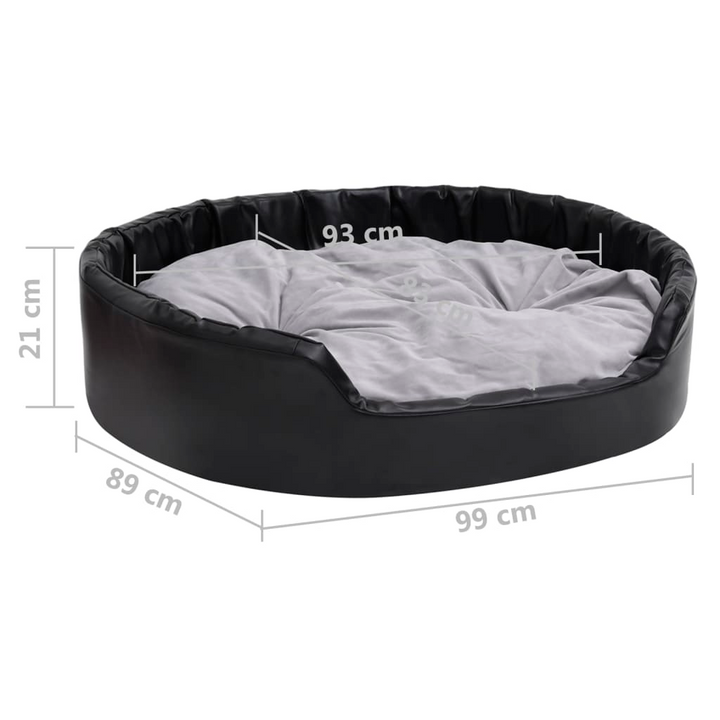 Black & Grey Dog Bed - 99x89x21 cm, Plush & Faux Leather, Luxurious & Comfortable Pet Sofa - Premium  from Home Treasures - Just £72.99! Shop now at Home Treasures