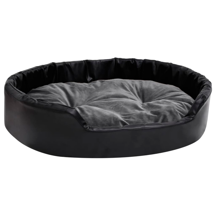 Luxurious Plush and Faux Leather Dog Bed - Black & Dark Grey, 90x79x20 cm, Washable & Non-Slip - Premium  from Home Treasures - Just £76.99! Shop now at Home Treasures